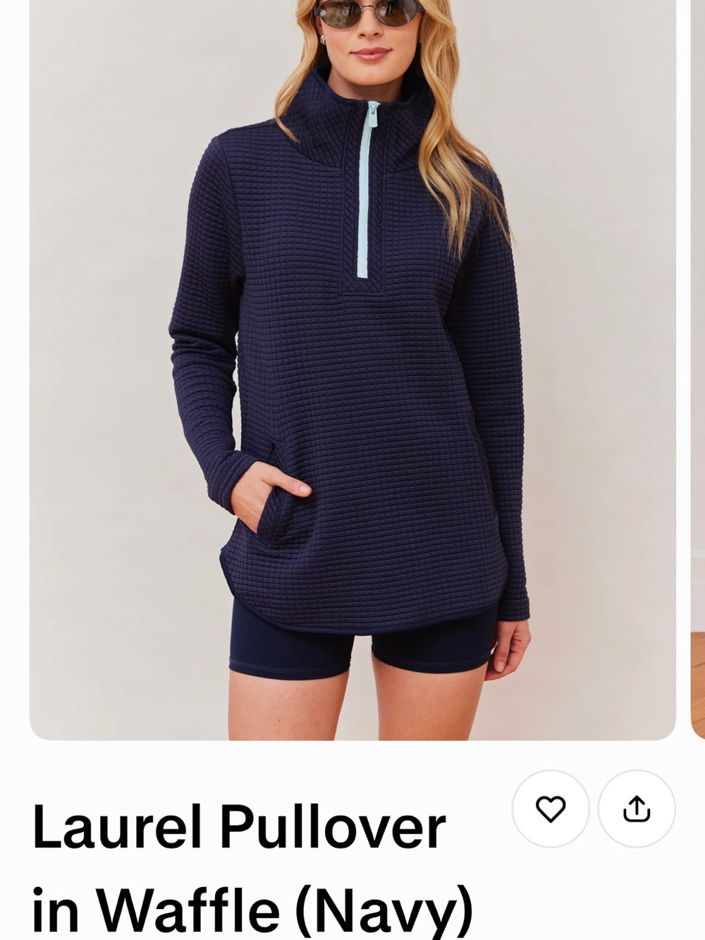 Dudley Stephens Navy Waffle Laurel Pullover with Light Blue Zip NWOT - worn 1x